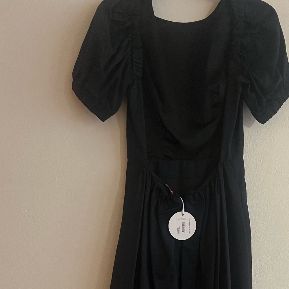 NWT $495 STAUD Alix Maxi Black Dress Puff Sleeves Size 2 Open Back - Picture 6 of 16
